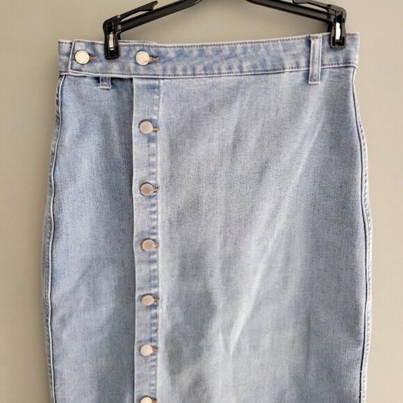 OAT New York Denim Maxi Skirt Size 2/26 Pockets Button Fly Blue Denim - Picture 8 of 8